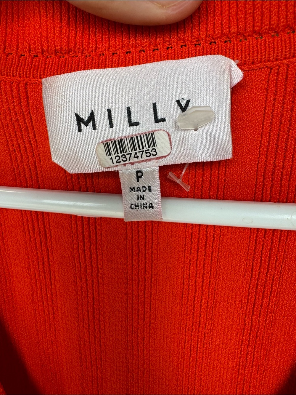 MILLY Persimmon Bold Orange V-Neck Rib Knit Wrap Dress - Picture 5 of 9